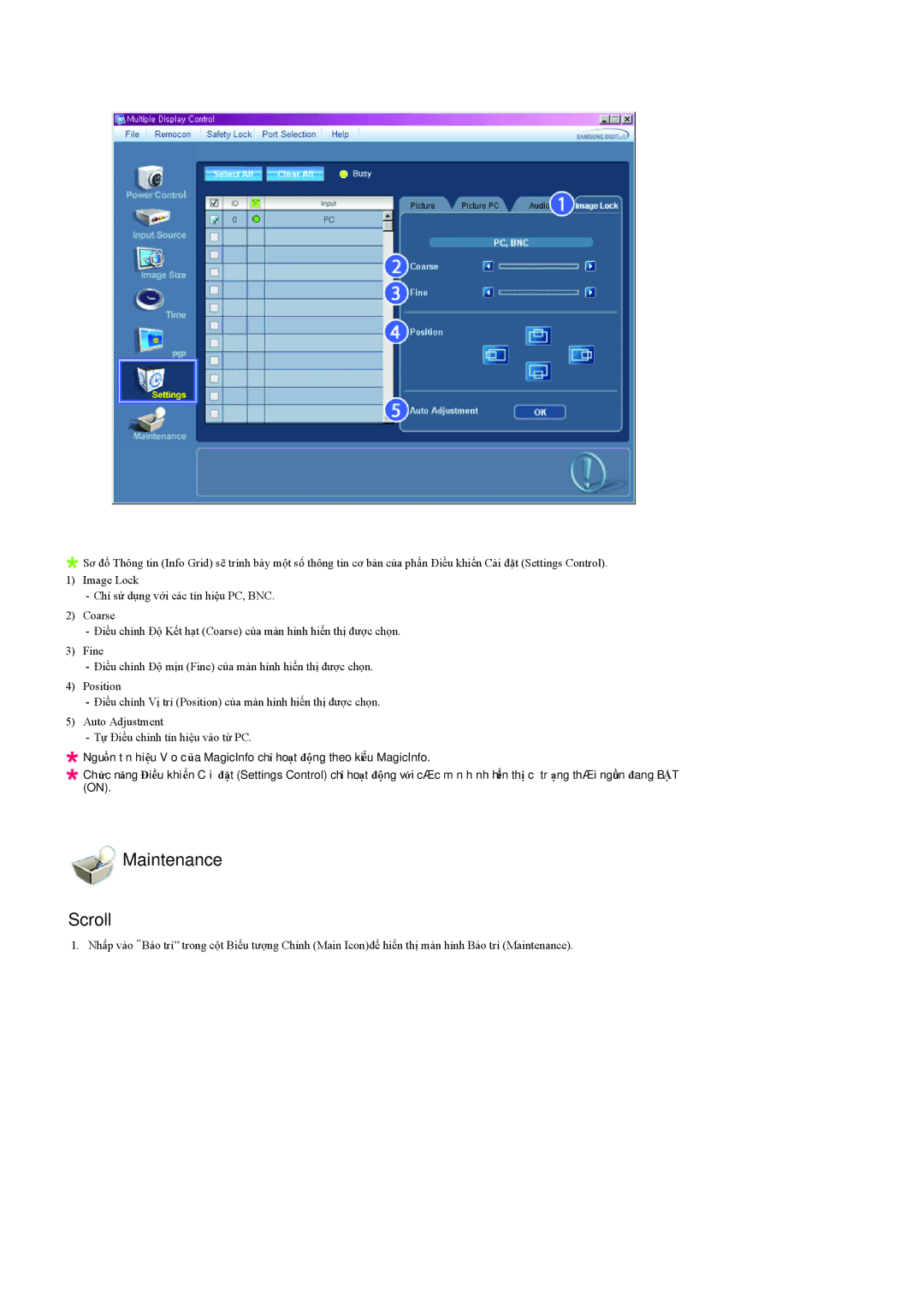 Samsung LH40MGPLBC/XV, LH40MGTLBC/XV, LH46MGPLBC/XV, LH46MGTLBC/XV manual Maintenance Scroll 