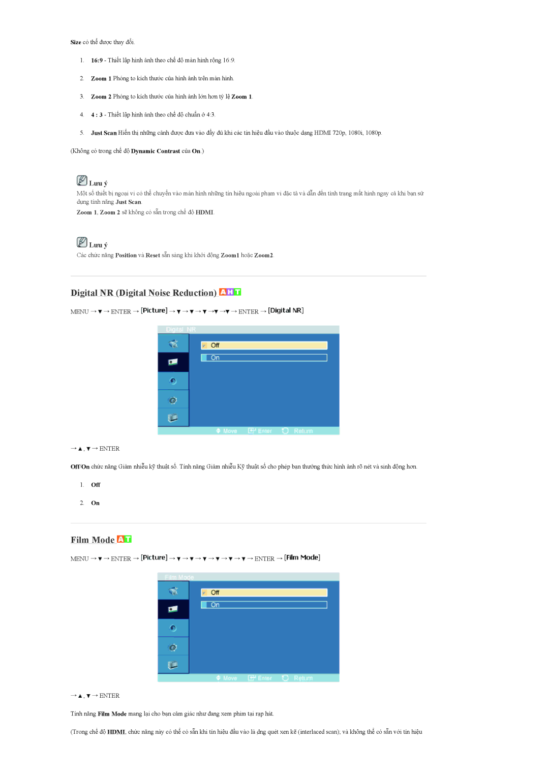 Samsung LH40MGTLBC/XV, LH40MGPLBC/XV, LH46MGPLBC/XV, LH46MGTLBC/XV manual Digital NR Digital Noise Reduction, Film Mode 