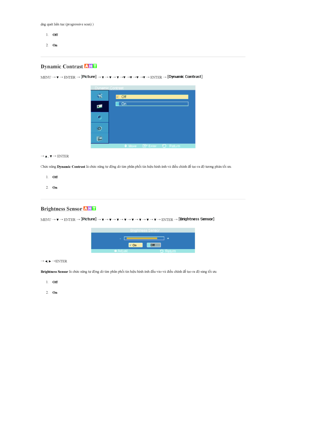 Samsung LH46MGPLBC/XV, LH40MGPLBC/XV, LH40MGTLBC/XV, LH46MGTLBC/XV manual Dynamic Contrast, Brightness Sensor 