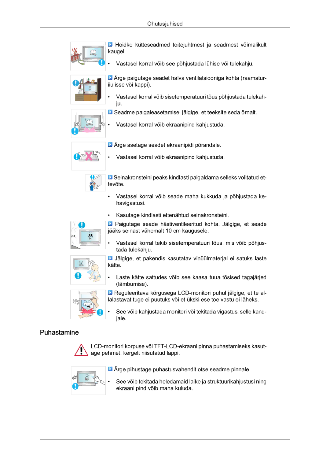 Samsung LH40MGQLBC/EN manual Puhastamine 