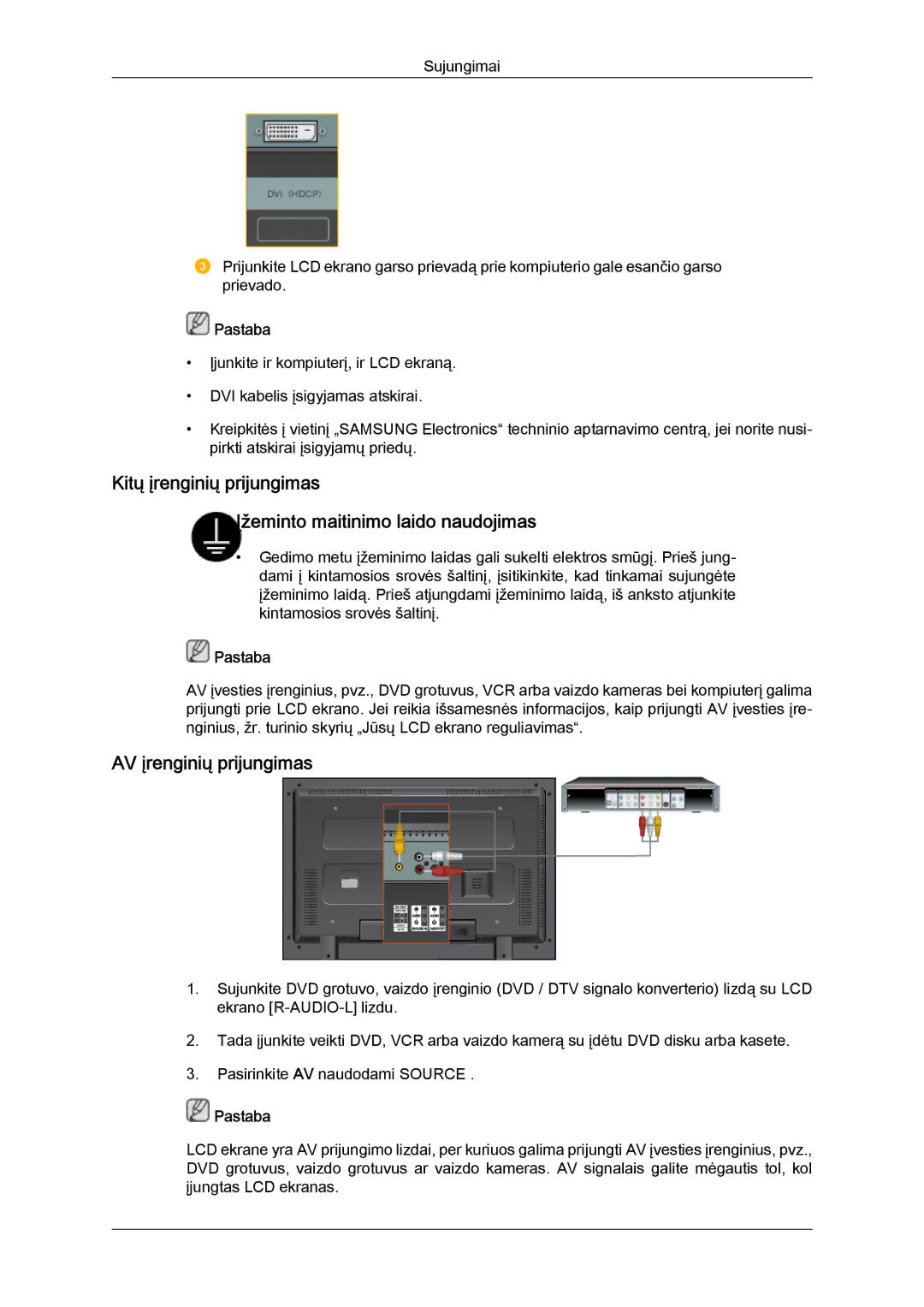 Samsung LH40MGQLBC/EN manual AV įrenginių prijungimas 