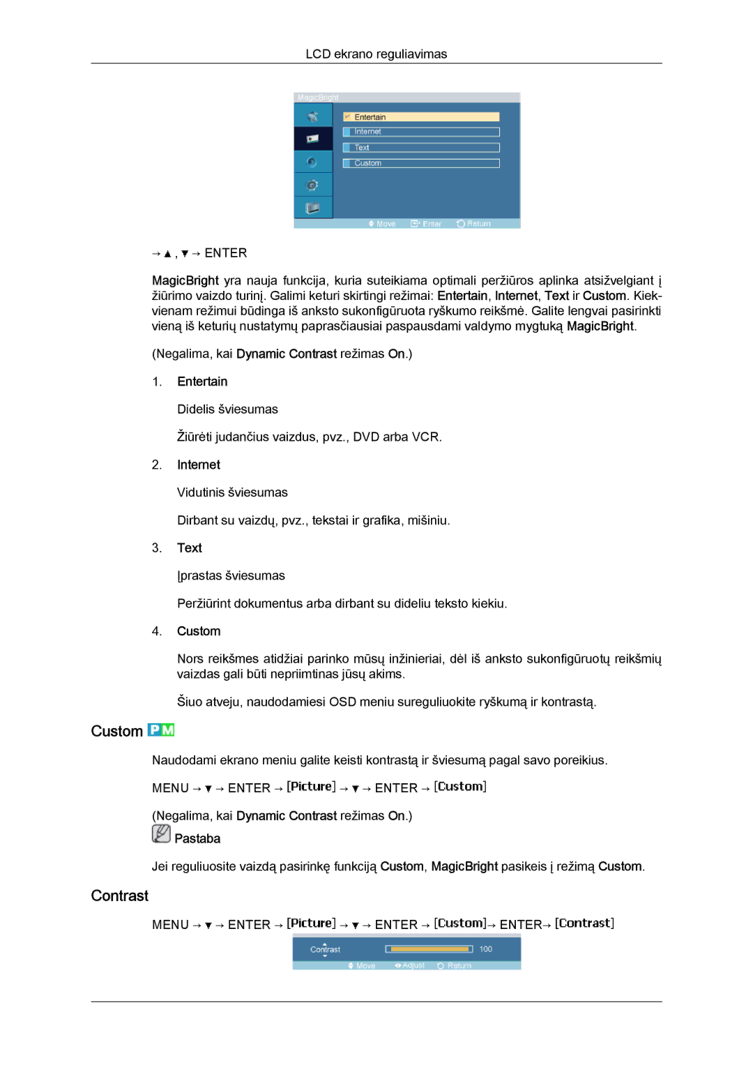 Samsung LH40MGQLBC/EN manual Custom, Contrast 