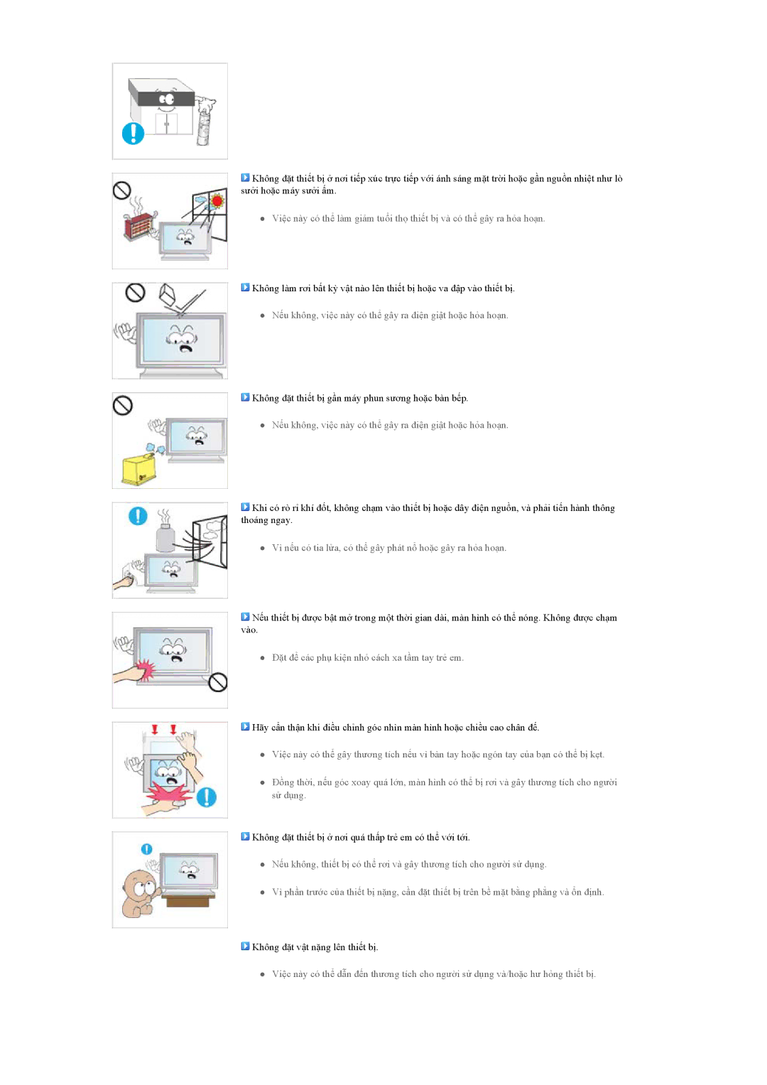 Samsung LH46MGQLBC/XT, LH40MGQLBC/XY, LH46MGULBC/XY, LH46MGQLBC/XY manual Đặt để các phụ kiện nhỏ cách xa tầm tay trẻ em 