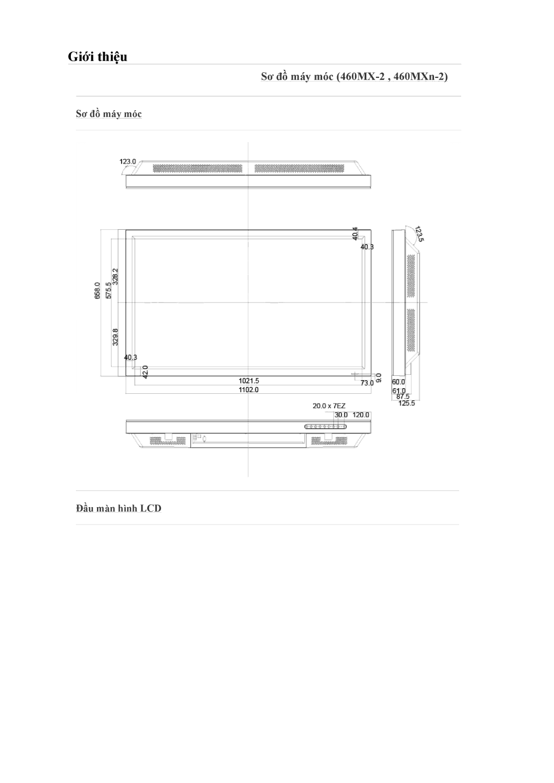 Samsung LH40MGQLBC/XY, LH46MGULBC/XY, LH46MGQLBC/XY, LH40MGULBC/XY manual Giới thiệu, Sơ đồ máy móc 460MX-2 , 460MXn-2 