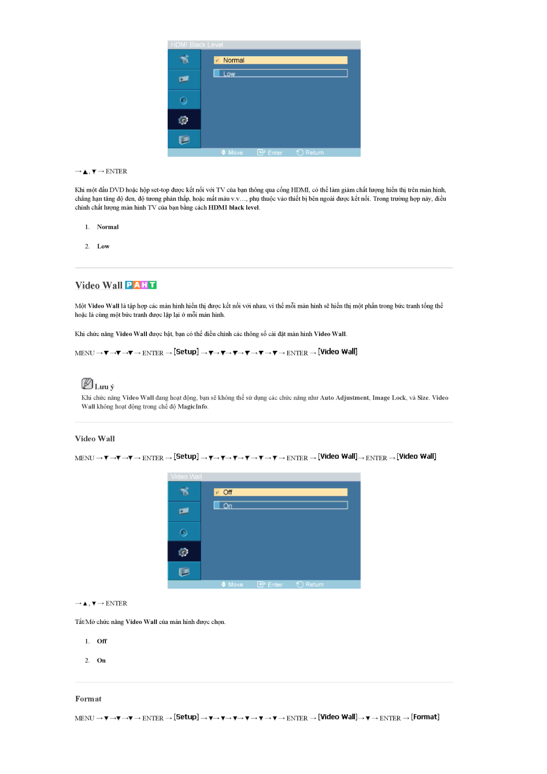 Samsung LH46MGQLBC/XT, LH40MGQLBC/XY, LH46MGULBC/XY, LH46MGQLBC/XY, LH40MGULBC/XY, LH40MGQLBC/XV manual Video Wall, Format 