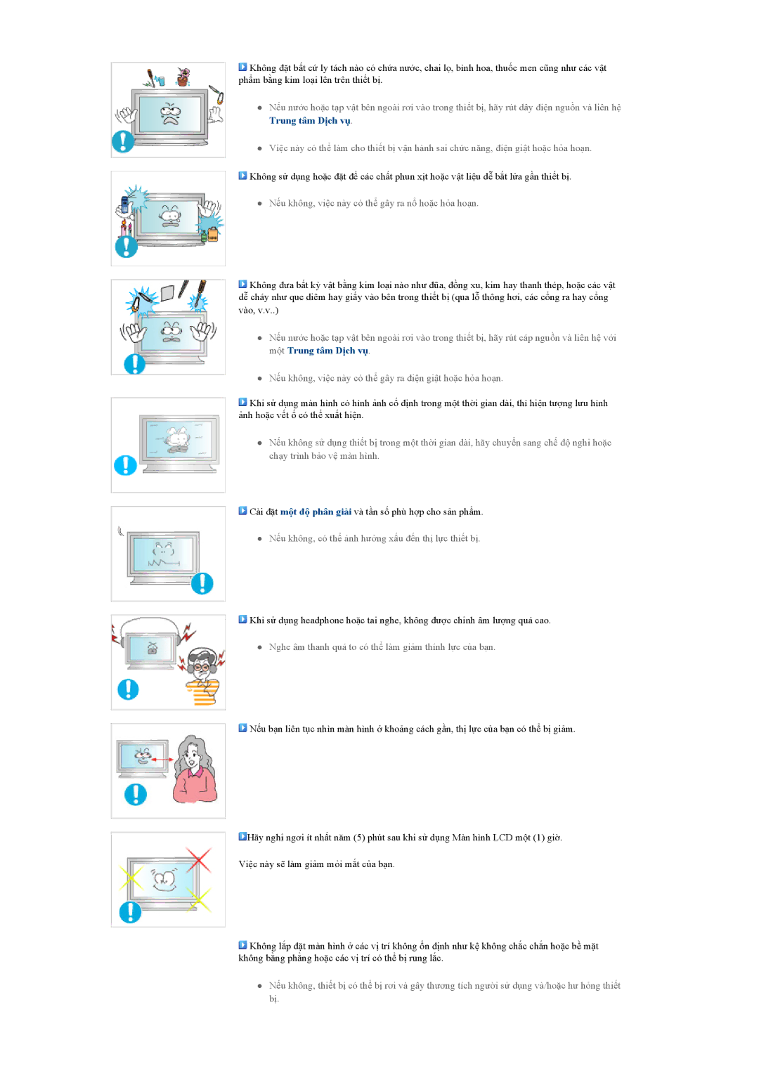 Samsung LH40MGULBC/XY, LH40MGQLBC/XY, LH46MGULBC/XY, LH46MGQLBC/XY manual Nếu không, có thể ảnh hưởng xấu đến thị lực thiết bị 