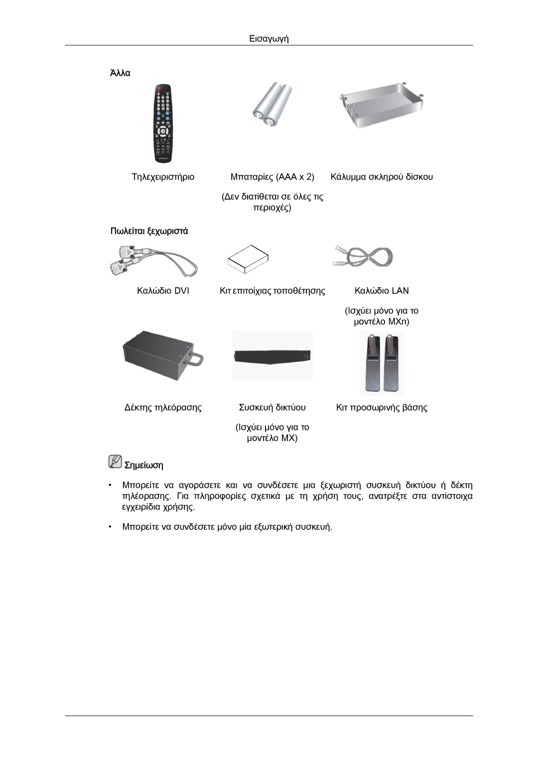 Samsung LH40MGTLBC/EN manual Άλλα, Πωλείται ξεχωριστά 