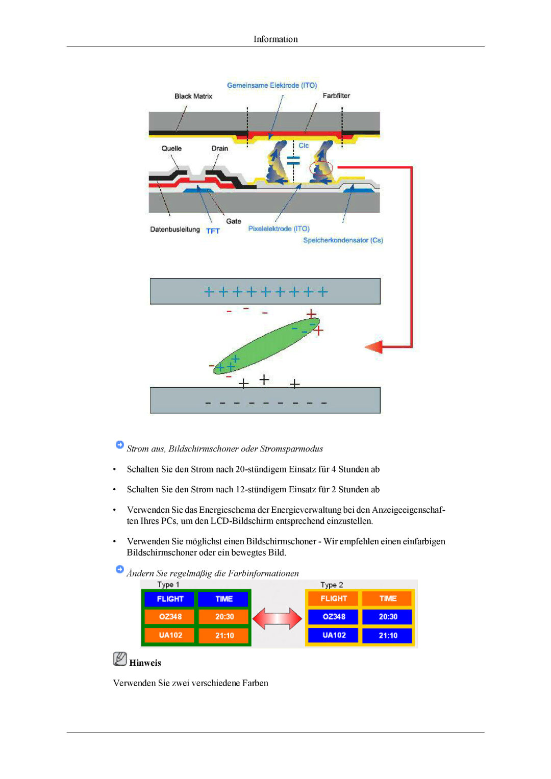 Samsung LH40MGTLGD/EN, LH46MGTLGD/EN manual Ändern Sie regelmäßig die Farbinformationen 