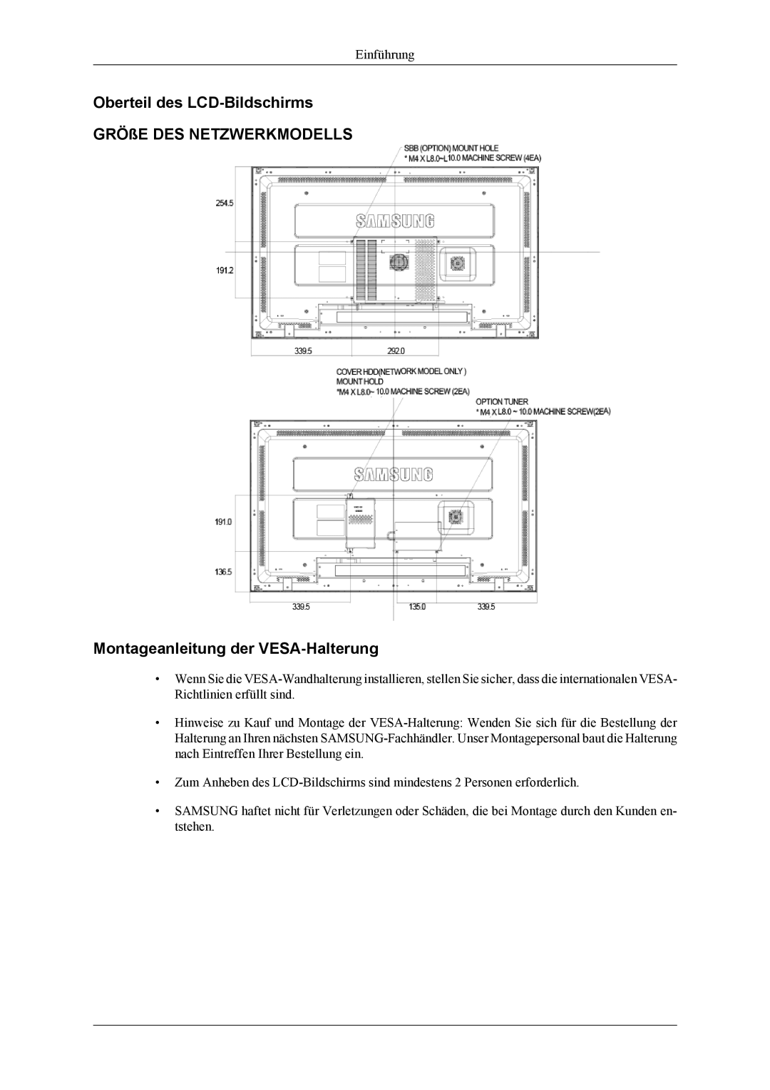 Samsung LH40MGTLGD/EN, LH46MGTLGD/EN manual Einführung 