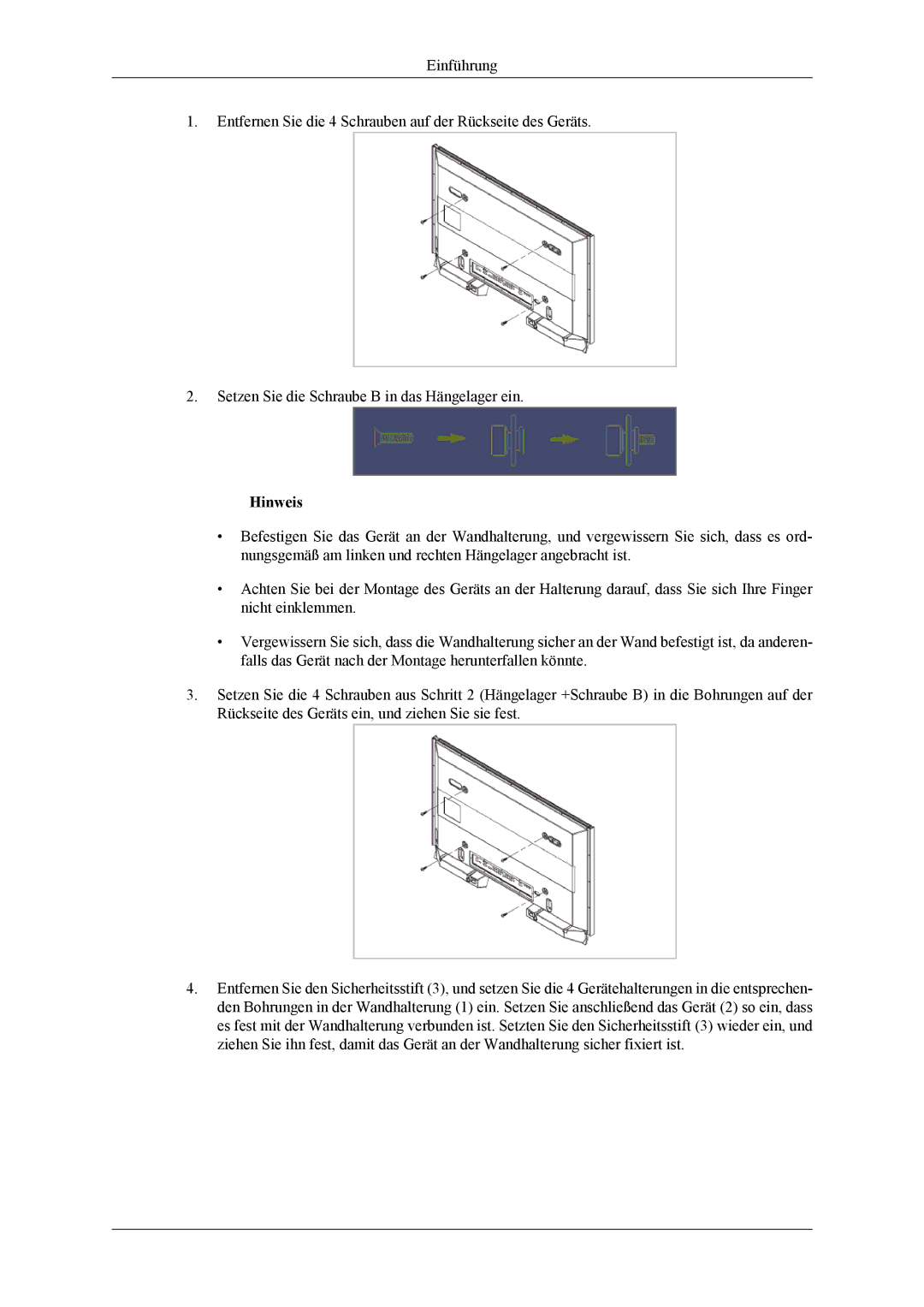 Samsung LH46MGTLGD/EN, LH40MGTLGD/EN manual Hinweis 