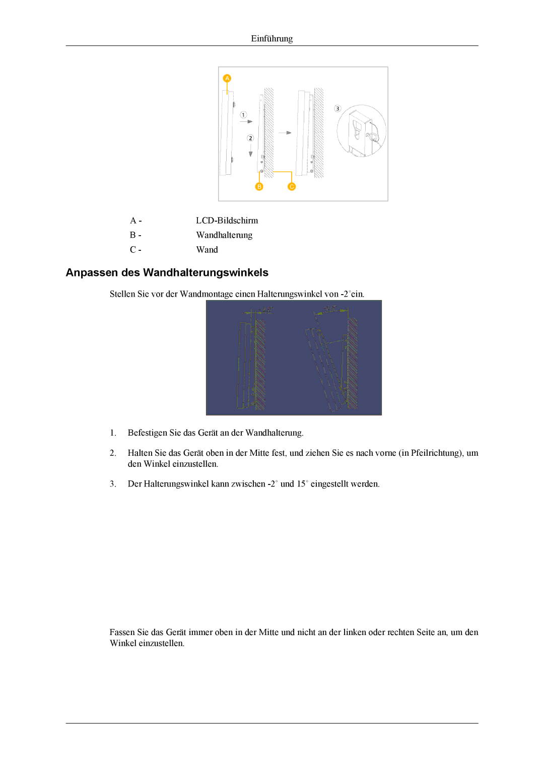 Samsung LH40MGTLGD/EN, LH46MGTLGD/EN manual Einführung LCD-Bildschirm Wandhalterung 