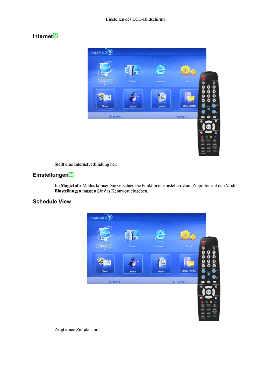 Samsung LH40MGTLGD/EN, LH46MGTLGD/EN manual Internet, Schedule View 