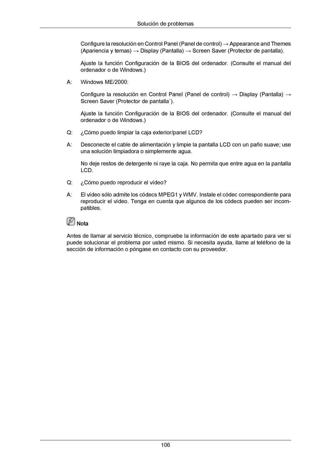 Samsung LH40LBPLBC/EN, LH40MGULBC/EN, LH40LBTLBC/EN, LH55LBTLBC/EN, LH55LBPLBC/EN, LH46LBTLBC/EN, LH40BVTLBC/EN manual Nota 