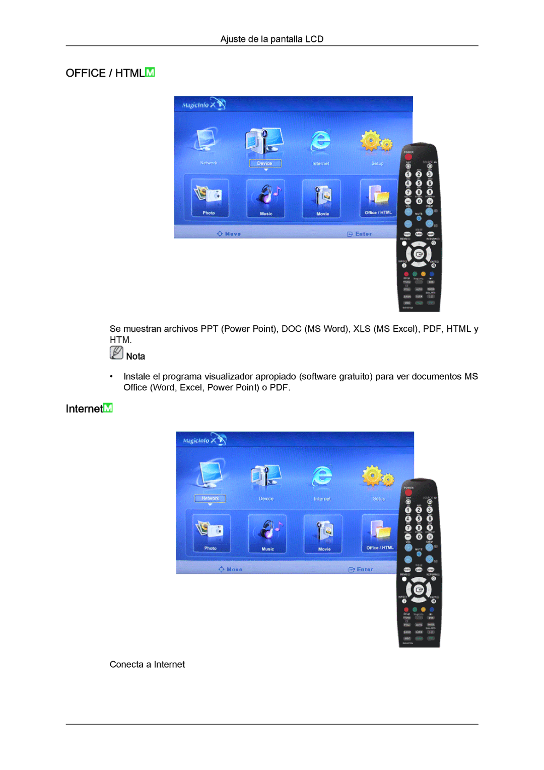 Samsung LH46MGULBC/EN, LH40MGULBC/EN, LH40MGQLBC/EN, LH46MGQLBC/EN, LH40MGULBC/ZB manual Office / Html, Internet 