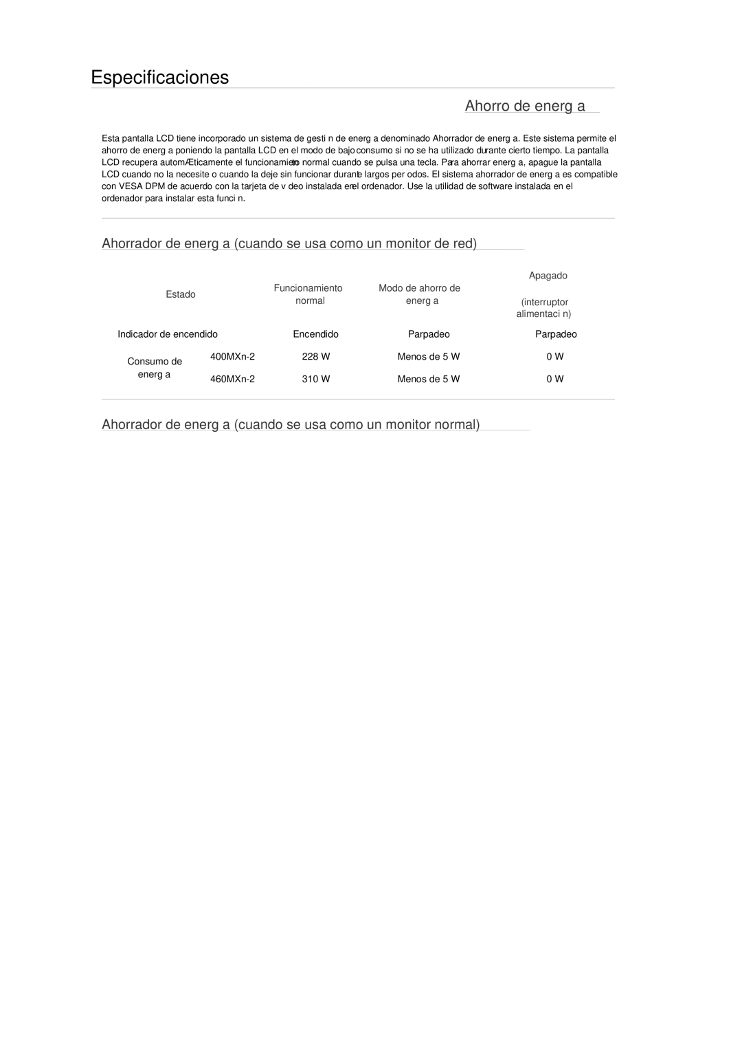 Samsung LH40MGQLBC/EN, LH40MGULBC/EN, LH46MGQLBC/EN, LH46MGULBC/EN, LH40MGULBC/ZB manual Ahorro de energía 