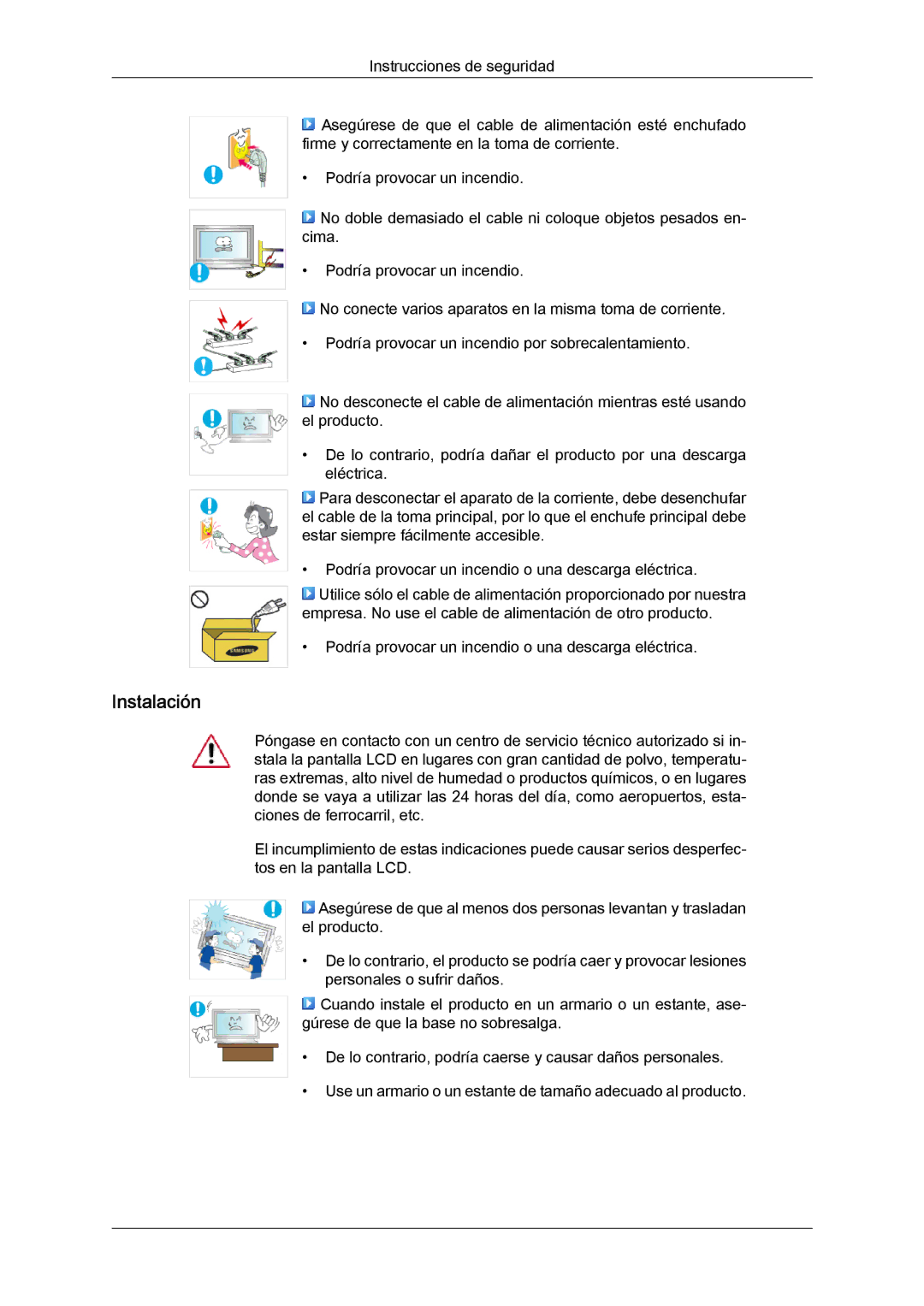 Samsung LH46MGULBC/EN, LH40MGULBC/EN, LH40MGQLBC/EN, LH46MGQLBC/EN, LH40MGULBC/ZB manual Instalación 