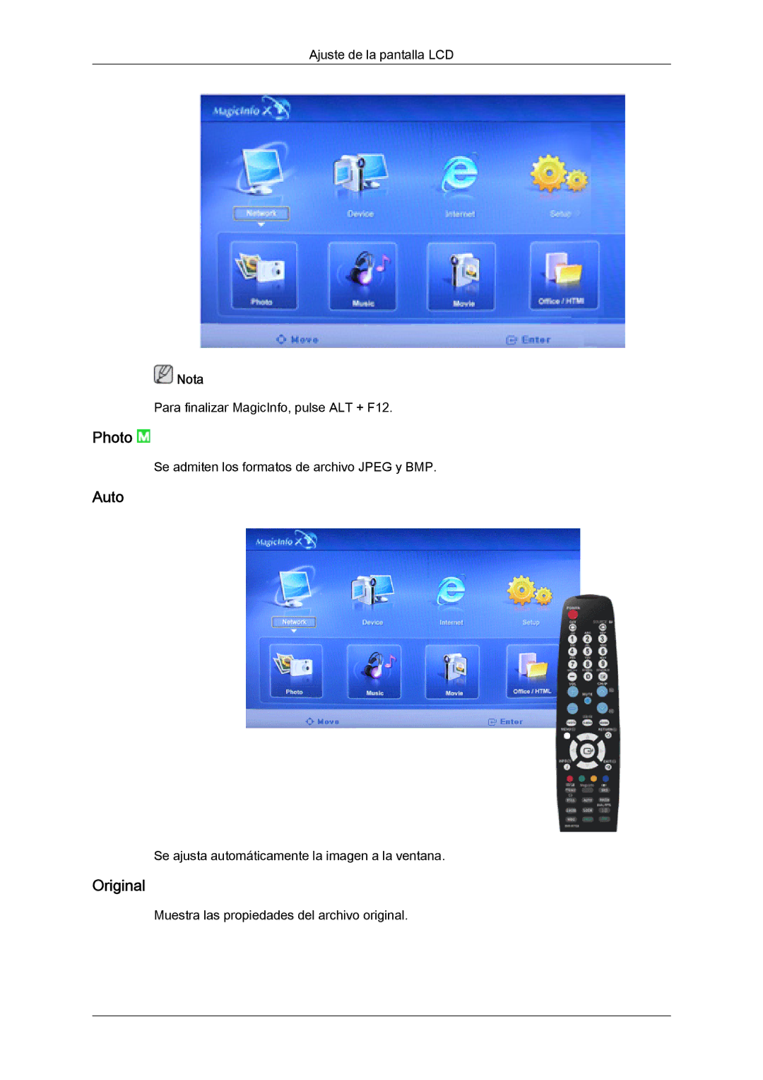 Samsung LH46MGULBC/EN, LH40MGULBC/EN, LH40MGQLBC/EN, LH46MGQLBC/EN, LH40MGULBC/ZB manual Photo, Auto, Original 