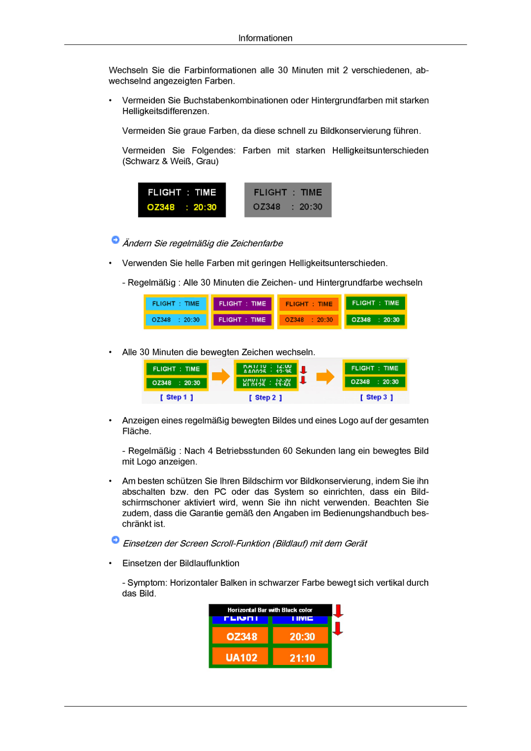 Samsung LH46MGUMBC/EN, LH40MGUMBC/EN, LH40MGULBC/EN, LH40MGQLBC/EN, LH46MGQLBC/EN manual Ändern Sie regelmäßig die Zeichenfarbe 