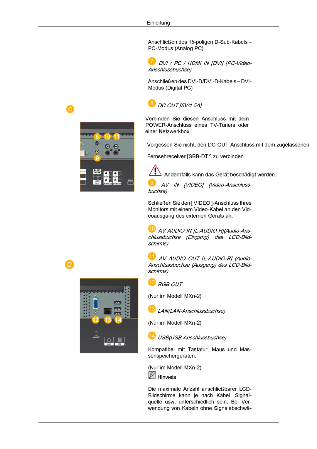 Samsung LH40MGULBC/EN, LH40MGUMBC/EN, LH46MGUMBC/EN, LH40MGQLBC/EN, LH46MGQLBC/EN, LH46MGULBC/EN manual Rgb Out 