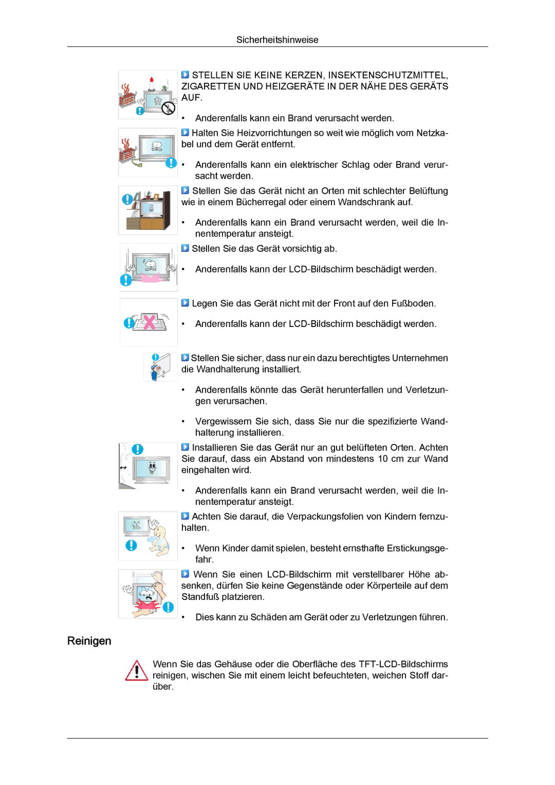 Samsung LH46MGQLBC/EN, LH40MGUMBC/EN, LH46MGUMBC/EN, LH40MGULBC/EN, LH40MGQLBC/EN, LH46MGULBC/EN manual Reinigen 