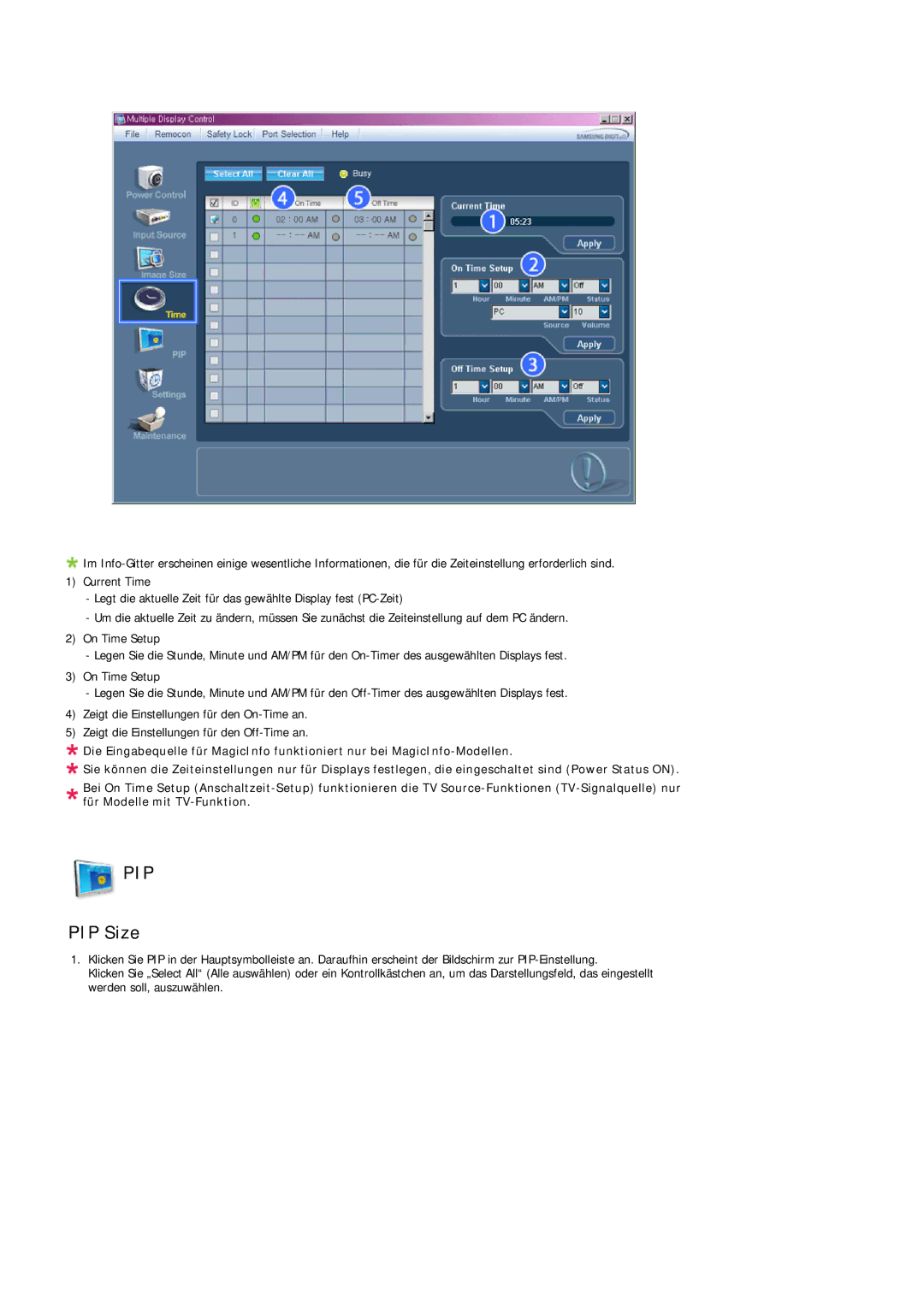 Samsung LH46MGUMBC/EN, LH40MGUMBC/EN, LH40MGULBC/EN, LH40MGQLBC/EN, LH46MGQLBC/EN, LH46MGULBC/EN manual Pip, PIP Size 