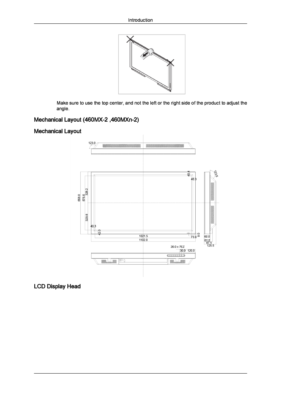 Samsung LH40MGQLBC/EN, LH40MGUMBC/EN Mechanical Layout 460MX-2 ,460MXn-2 Mechanical Layout, LCD Display Head, Introduction 