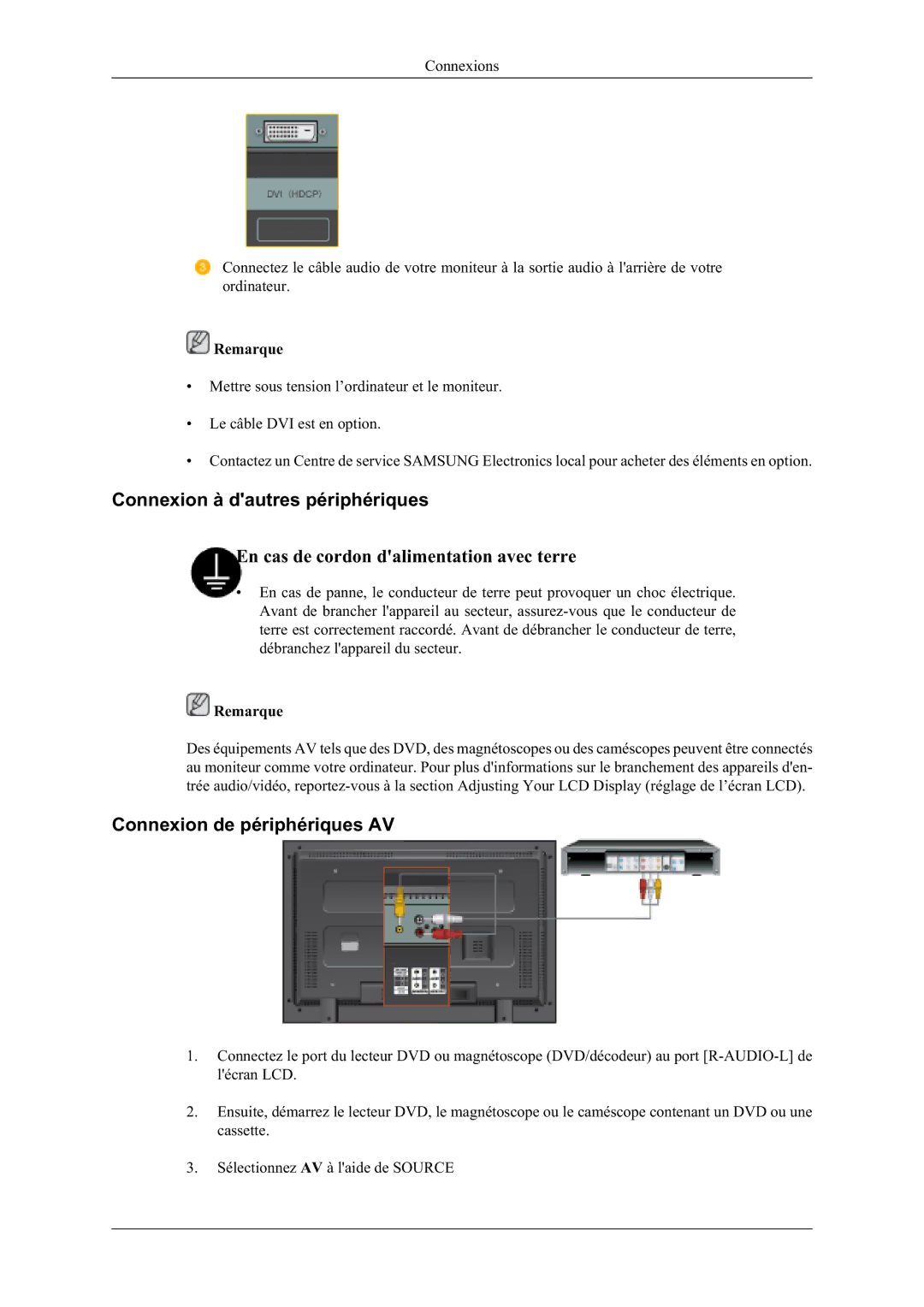 Samsung LH40MGZLBC/EN, LH40MGFLBC/EN manual RQQHLRQjG DXWUHVSpULSKpULTXHV, RQQHLRQGHSpULSKpULTXHV$9, Rqqhlrqv 