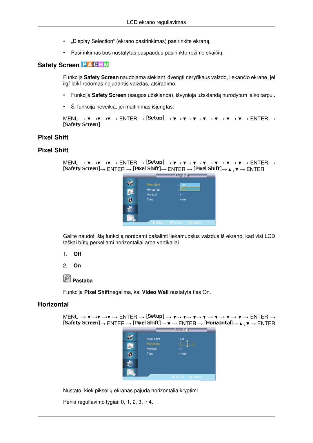 Samsung LH40MRTLBC/EN, LH40MRPLBF/EN, LH46MRTLBC/EN manual Safety Screen, Pixel Shift 