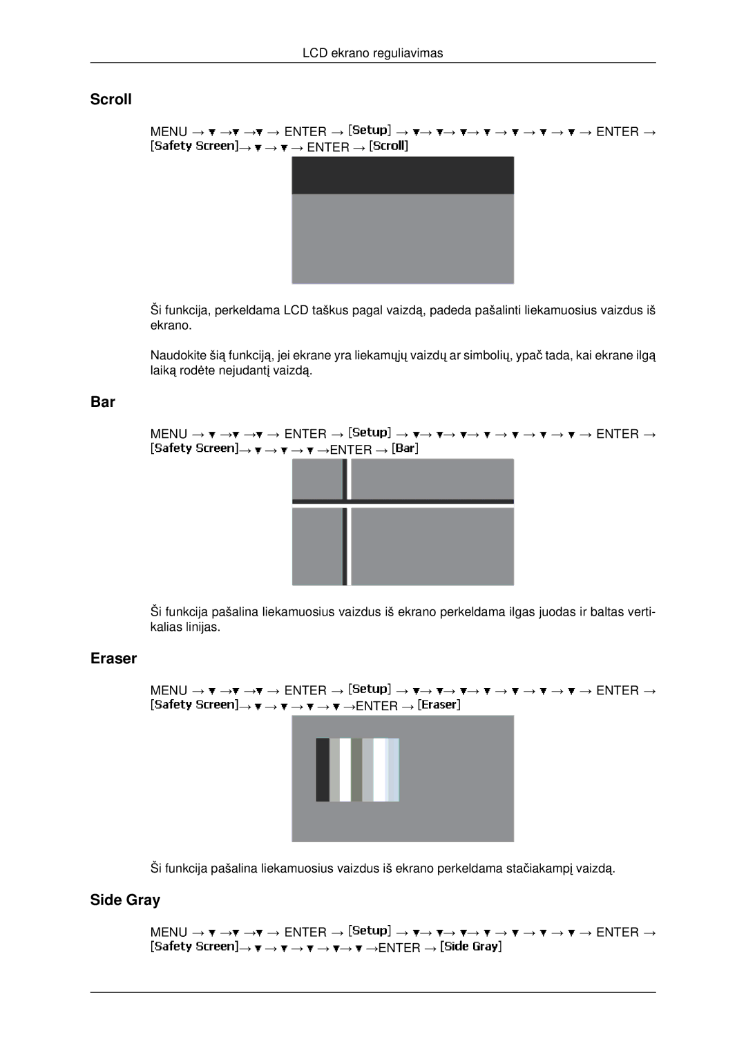 Samsung LH40MRTLBC/EN, LH40MRPLBF/EN, LH46MRTLBC/EN manual Scroll, Bar, Eraser, Side Gray 