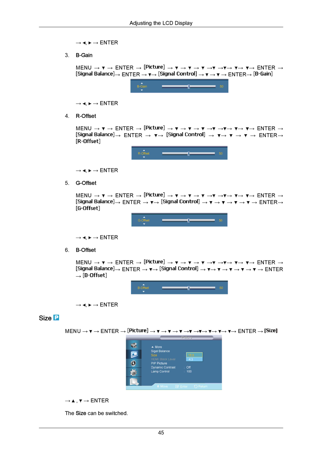 Samsung LH40MRTLBC/EN, LH40MRTLBN/EN manual Offset 