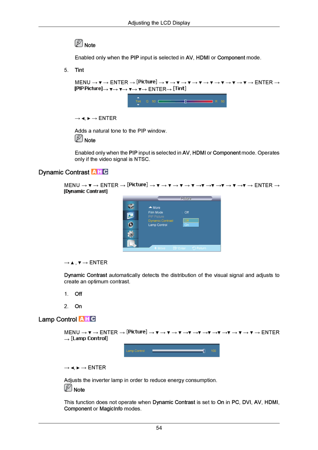 Samsung LH40MRTLBN/EN, LH40MRTLBC/EN manual Dynamic Contrast 