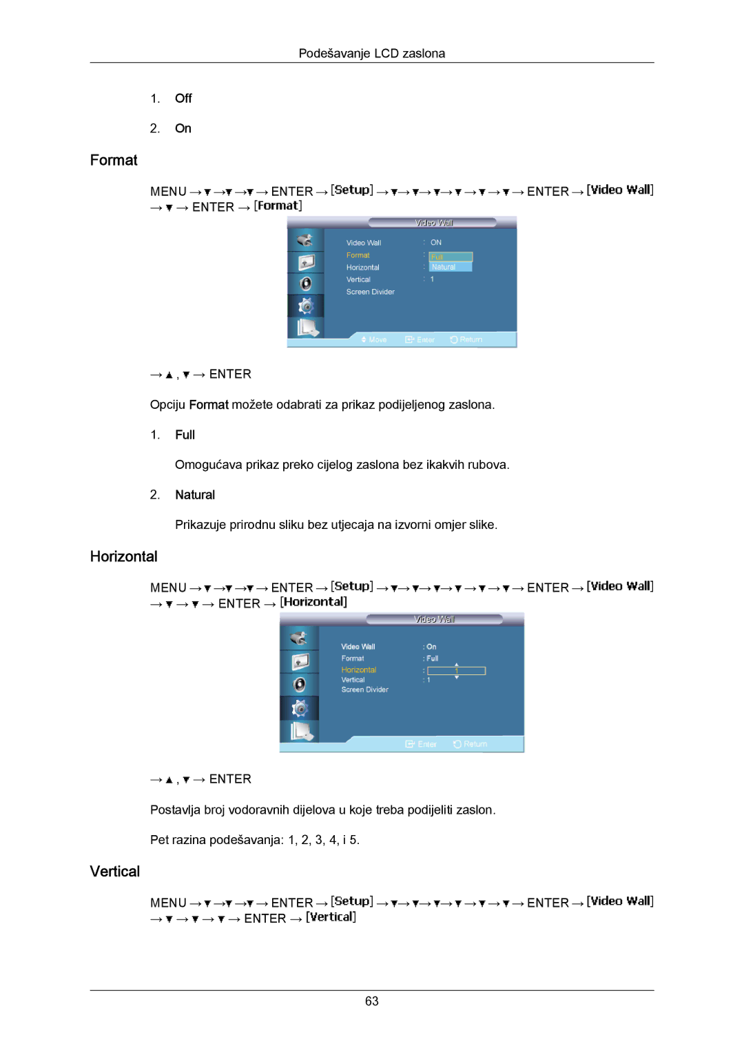 Samsung LH40MRTLBC/EN, LH40MRTLBN/EN manual Format, Horizontal, Vertical, Full, Natural 