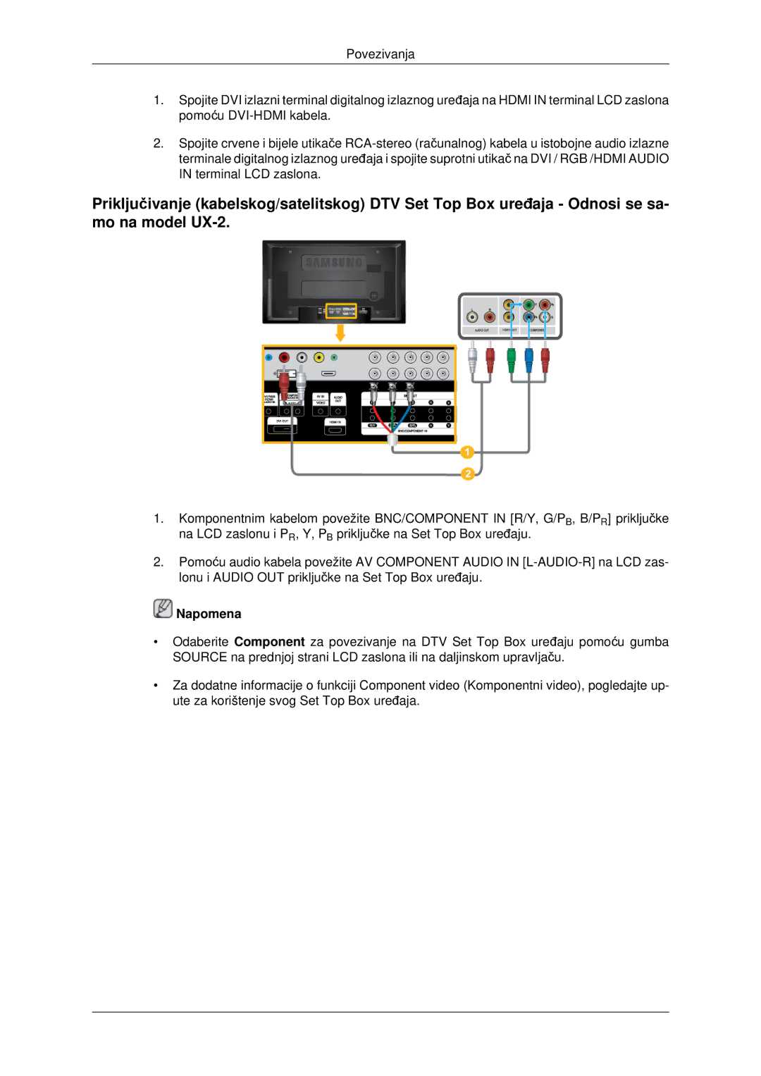 Samsung LH40MRTLBC/EN, LH46MRTLBC/EN, LH46MSTLBB/EN manual Napomena 