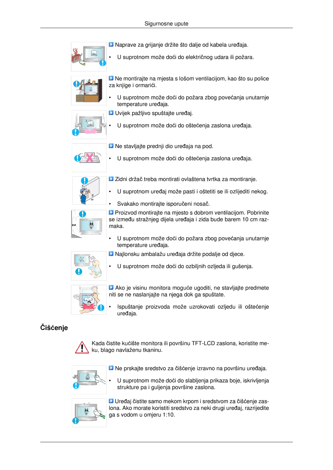 Samsung LH46MRTLBC/EN, LH40MRTLBC/EN, LH46MSTLBB/EN manual Čišćenje 