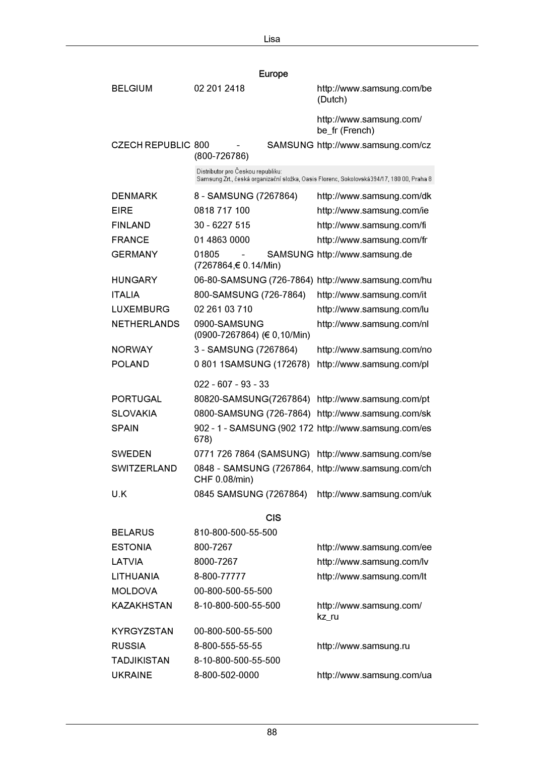 Samsung LH40MRTLBC/EN manual Cis 