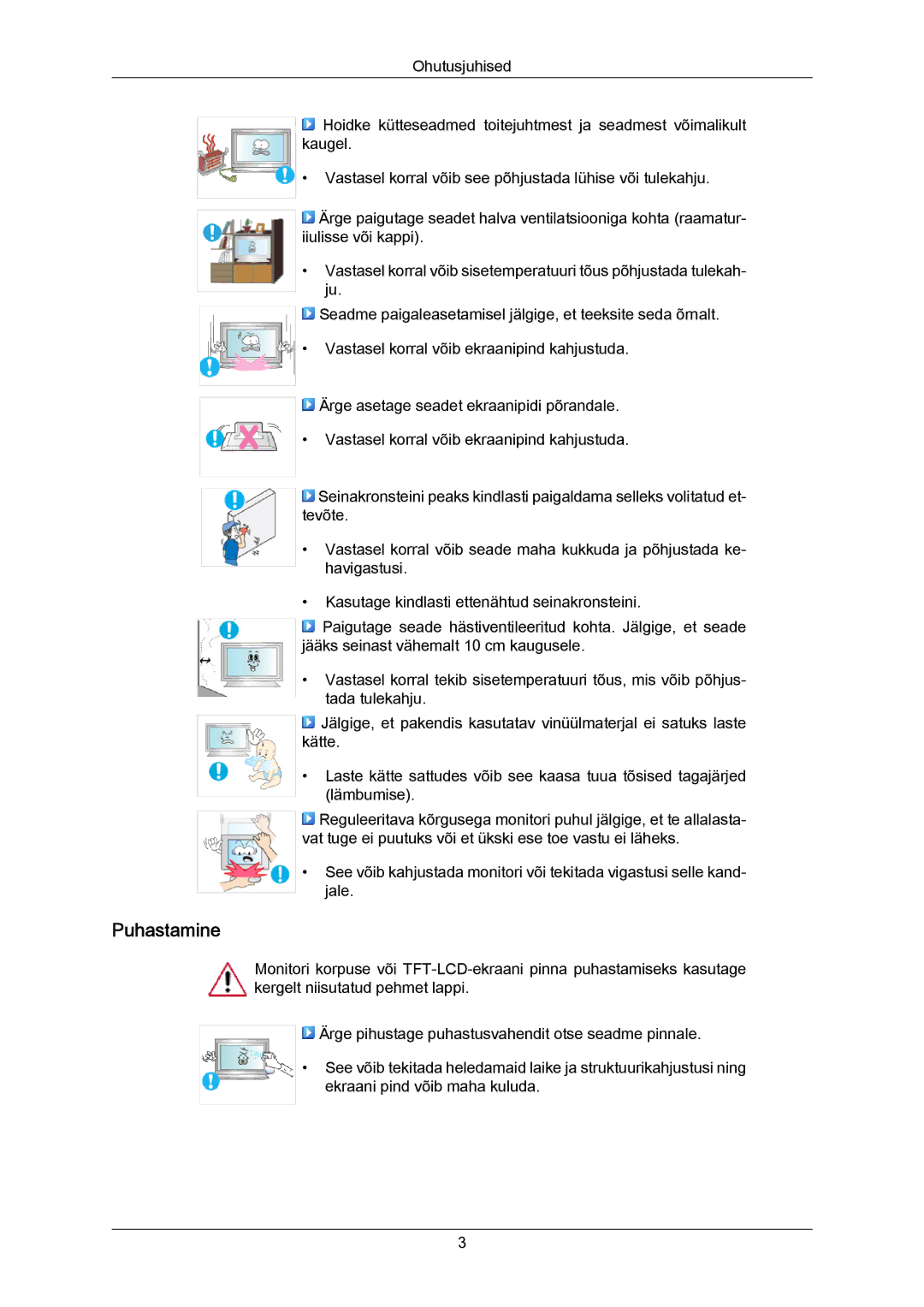 Samsung LH40MRTLBC/EN manual Puhastamine 