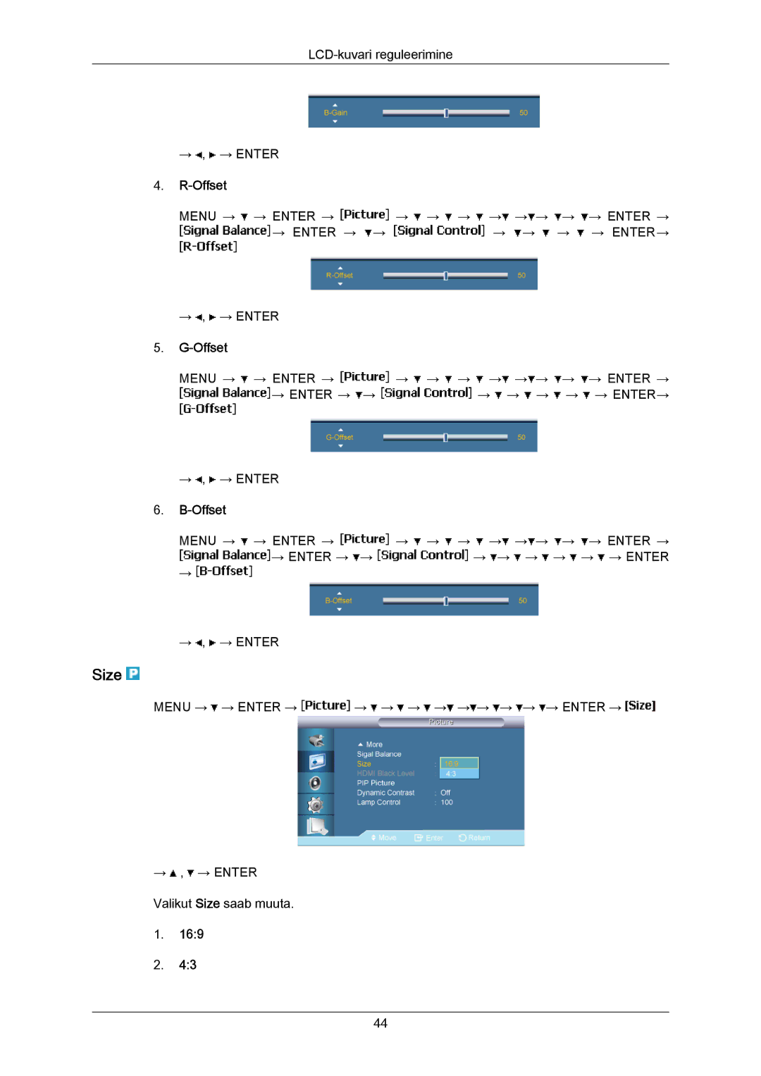 Samsung LH40MRTLBC/EN manual Offset 