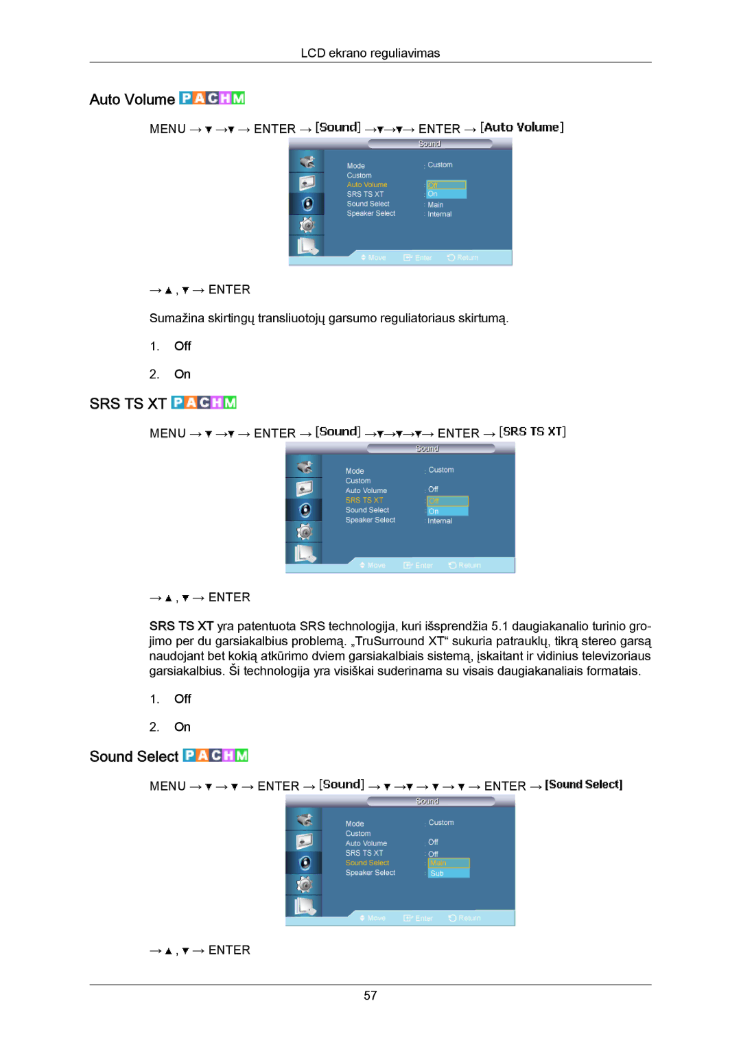 Samsung LH40MRTLBC/EN manual Auto Volume, Sound Select 