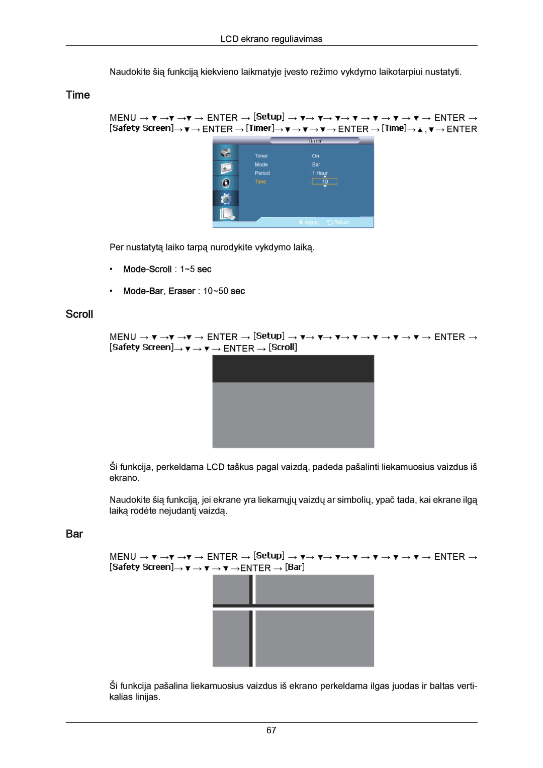 Samsung LH40MRTLBC/EN manual Mode-Scroll 1~5 sec Mode-Bar,Eraser 10~50 sec 