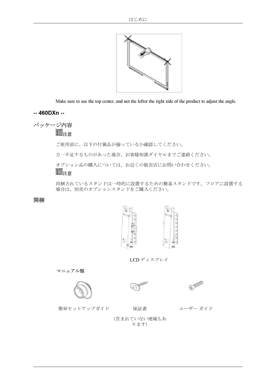 Samsung LH40MSPLBM/XJ, LH40MSTLBM/ZA manual 460DXn, パッケージ内容 