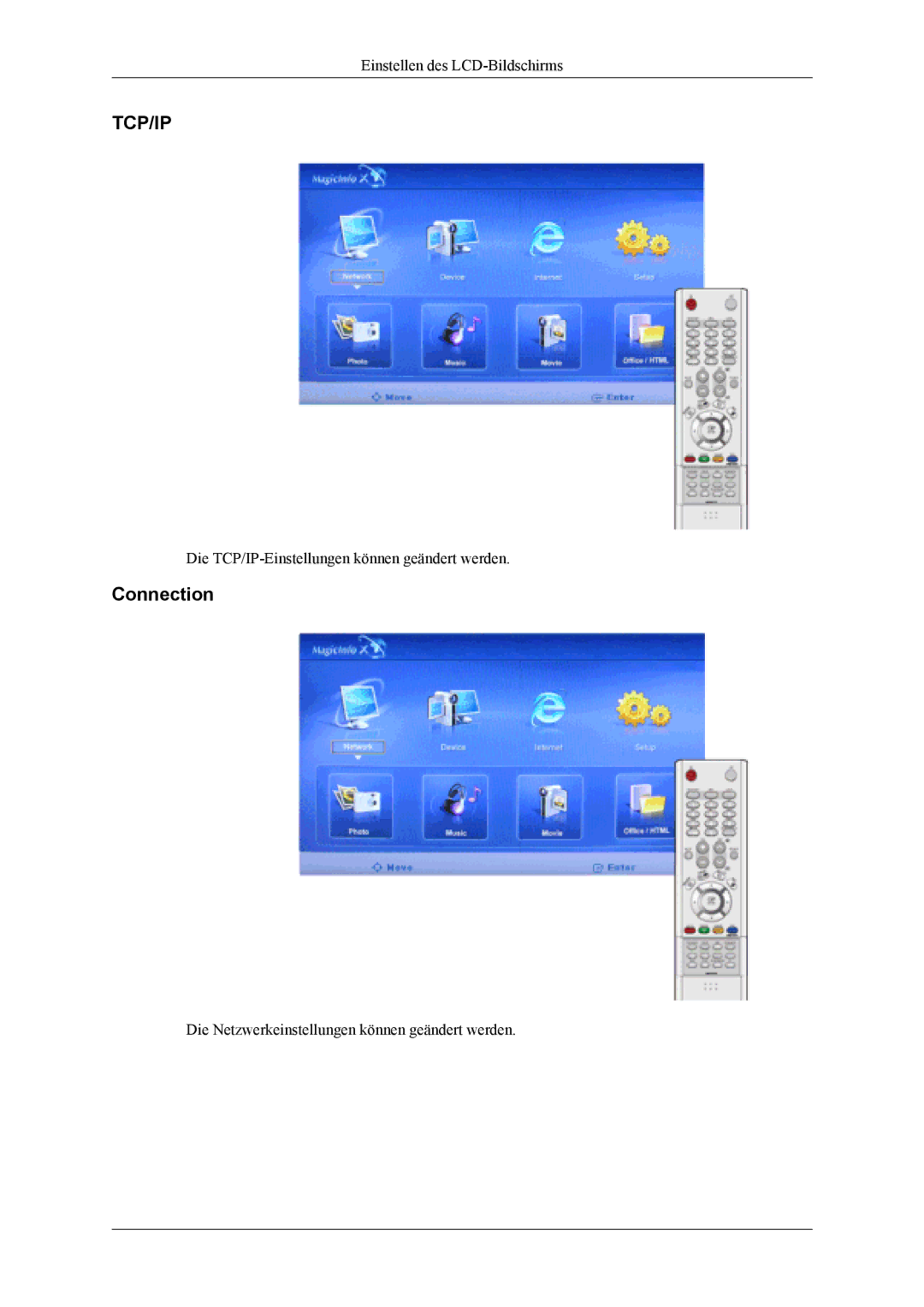 Samsung LH40MSTLBB/EN, LH40MSTABB/EN, LH46MSTABB/EN, LH46MSTLBM/EN, LH40MSTLBM/EN, LH46MSTLBB/EN manual Tcp/Ip, Connection 