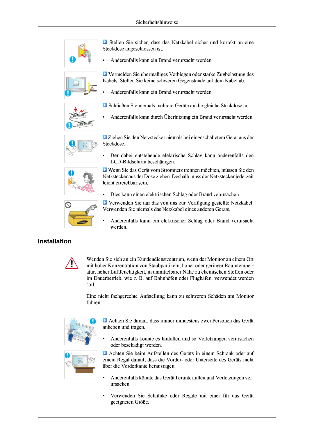 Samsung LH40MSTLBM/EN, LH40MSTABB/EN, LH46MSTABB/EN, LH46MSTLBM/EN, LH46MSTLBB/EN, LH40MSTLBB/EN, LH40MSPLBM/EN Installation 