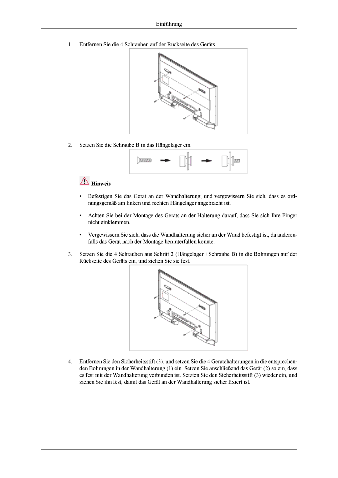 Samsung LH46MSTLBB/EN, LH40MSTABB/EN, LH46MSTABB/EN, LH46MSTLBM/EN, LH40MSTLBM/EN, LH40MSTLBB/EN, LH40MSPLBM/EN manual Hinweis 