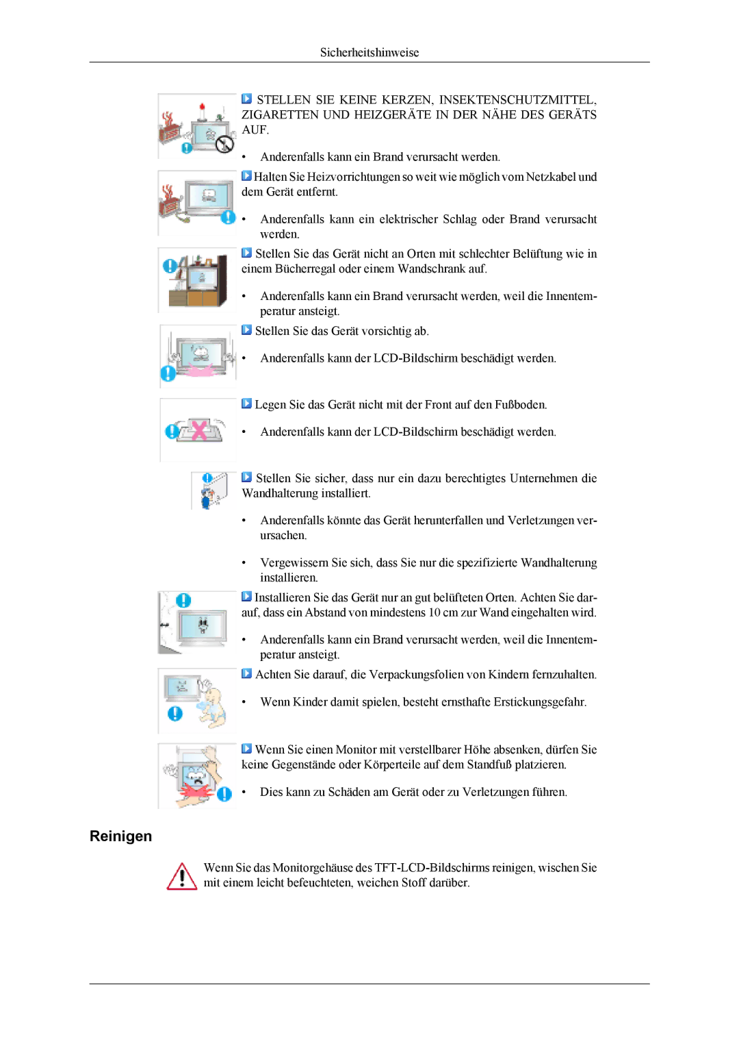 Samsung LH46MSTLBB/EN, LH40MSTABB/EN, LH46MSTABB/EN, LH46MSTLBM/EN, LH40MSTLBM/EN, LH40MSTLBB/EN, LH40MSPLBM/EN manual Reinigen 