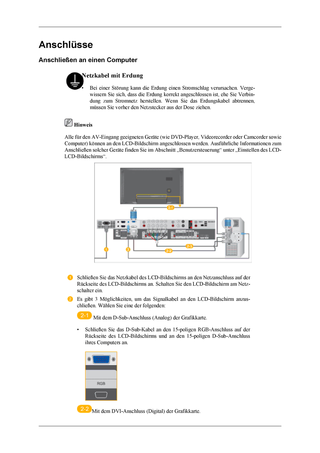 Samsung LH40MSPLBM/EN, LH40MSTABB/EN, LH46MSTABB/EN, LH46MSTLBM/EN, LH40MSTLBM/EN Anschlüsse, Anschließen an einen Computer 