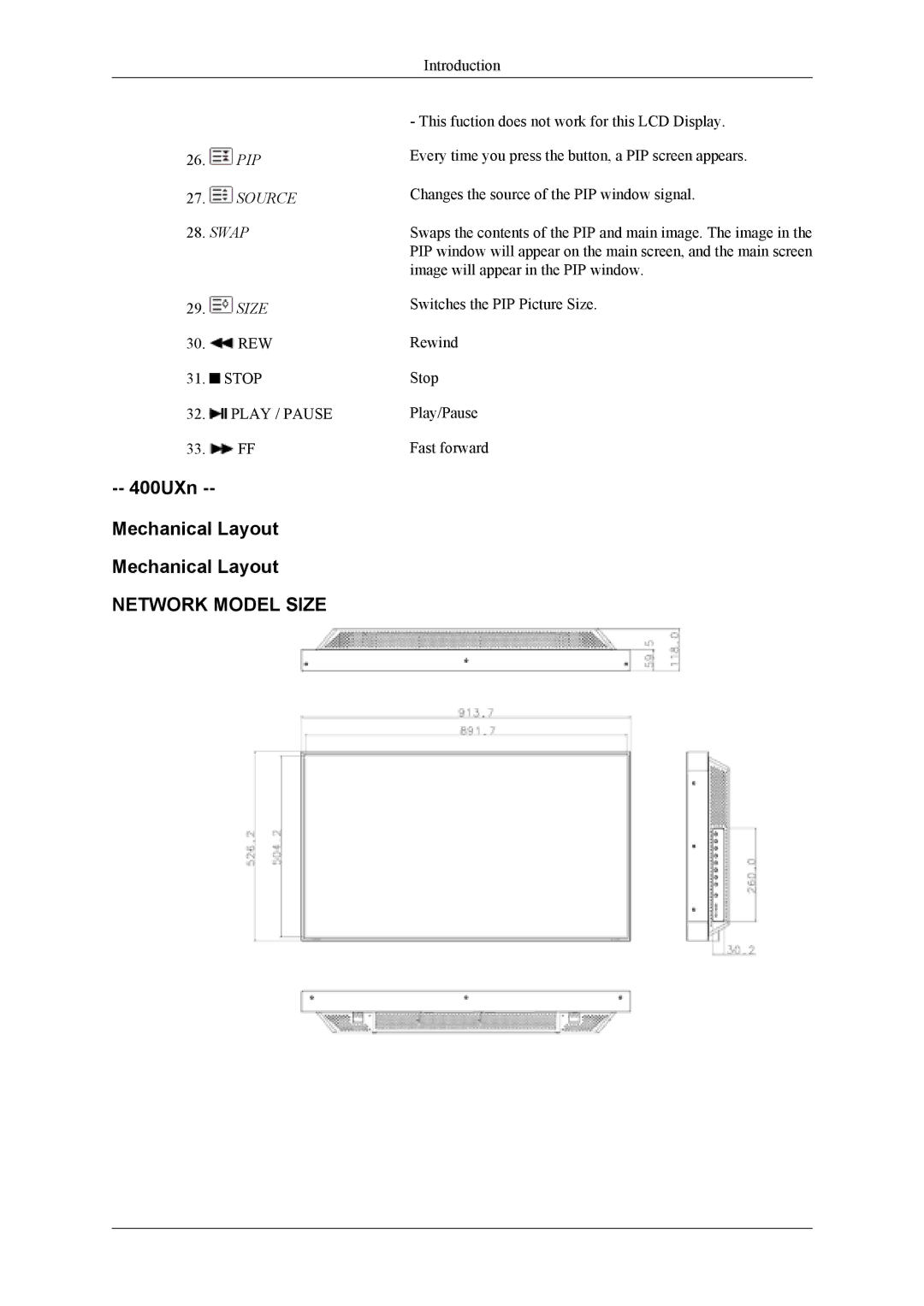 Samsung LH46MWTLBN/EN, LH40MSTABB/EN, LH46MSTABB/EN, LH40MSPLBM/XJ, LH40MSTLBM/ZA manual 400UXn Mechanical Layout, Swap 