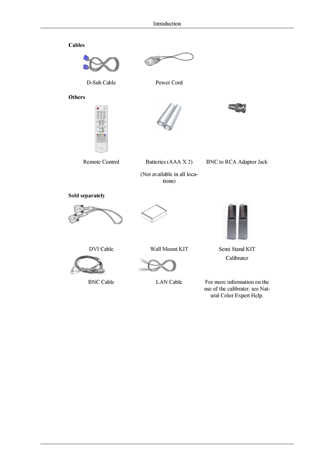 Samsung LH40MSPLBM/EN, LH40MSTABB/EN, LH46MSTABB/EN, LH46MWTLBN/EN, LH40MSPLBM/XJ, LH40MSTLBM/ZA, LH46MSTLBM/EN manual Cables 