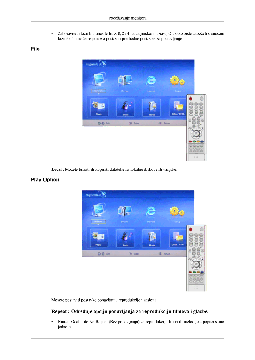 Samsung LH40MWTLBN/EN, LH40MSTLBM/EN, LH46MSTLBB/EN manual File, Play Option 