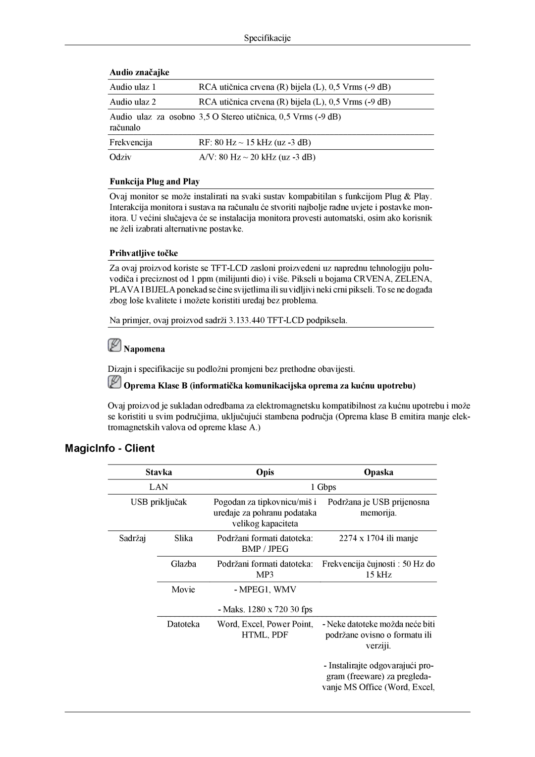 Samsung LH40MSTLBM/EN, LH46MSTLBB/EN, LH40MWTLBN/EN manual Gbps 