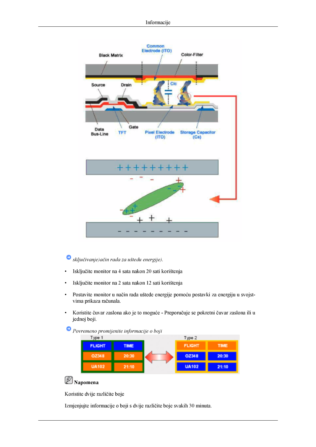 Samsung LH46MSTLBB/EN, LH40MSTLBM/EN, LH40MWTLBN/EN manual Povremeno promijenite informacije o boji 